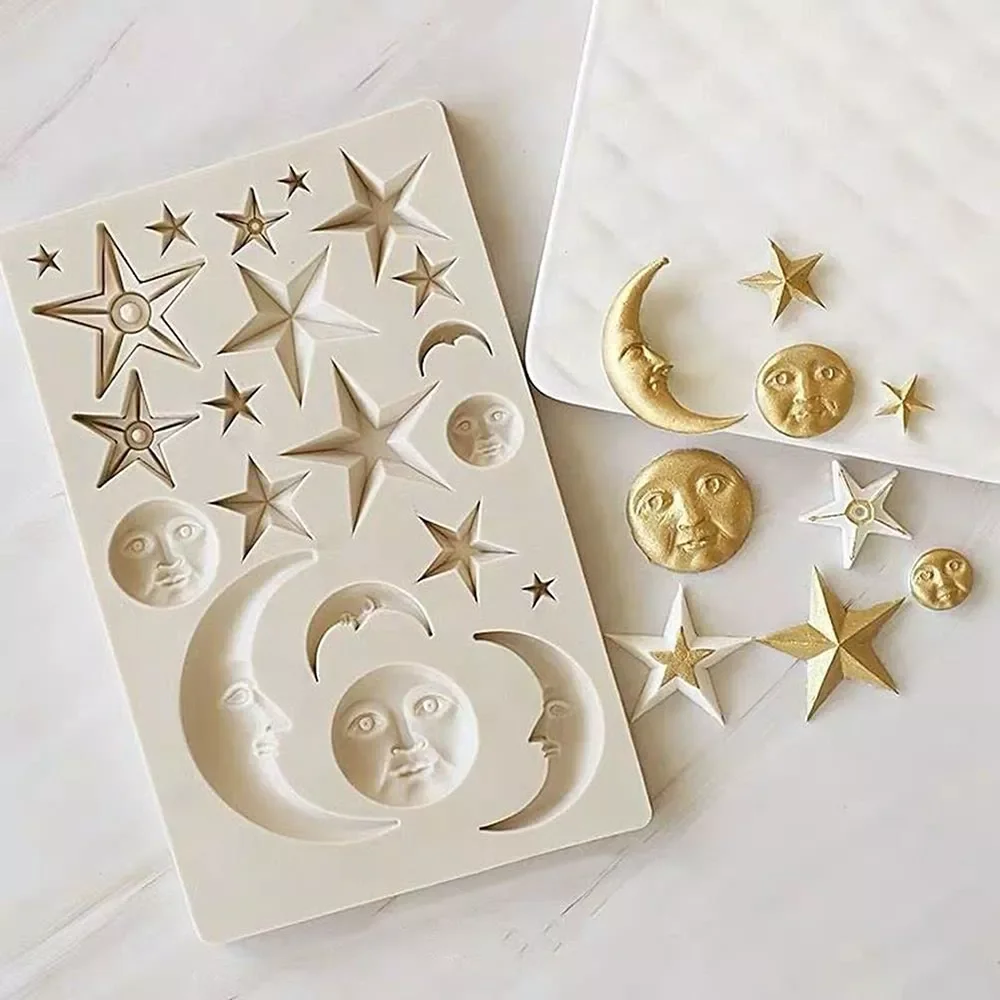 

2022New Stars Sun Silicone Fondant Mold Chocolate Candy Sugarcraft Mould Cake Decorating Diy Pastry Scone Tools Kitchen Bakeware