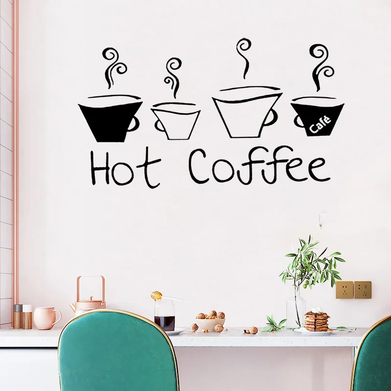 

Coffee Cup Carved Wall Decals for Coffee Shope Relax Room Restaurant Decoration Wall Stickers Waterproof