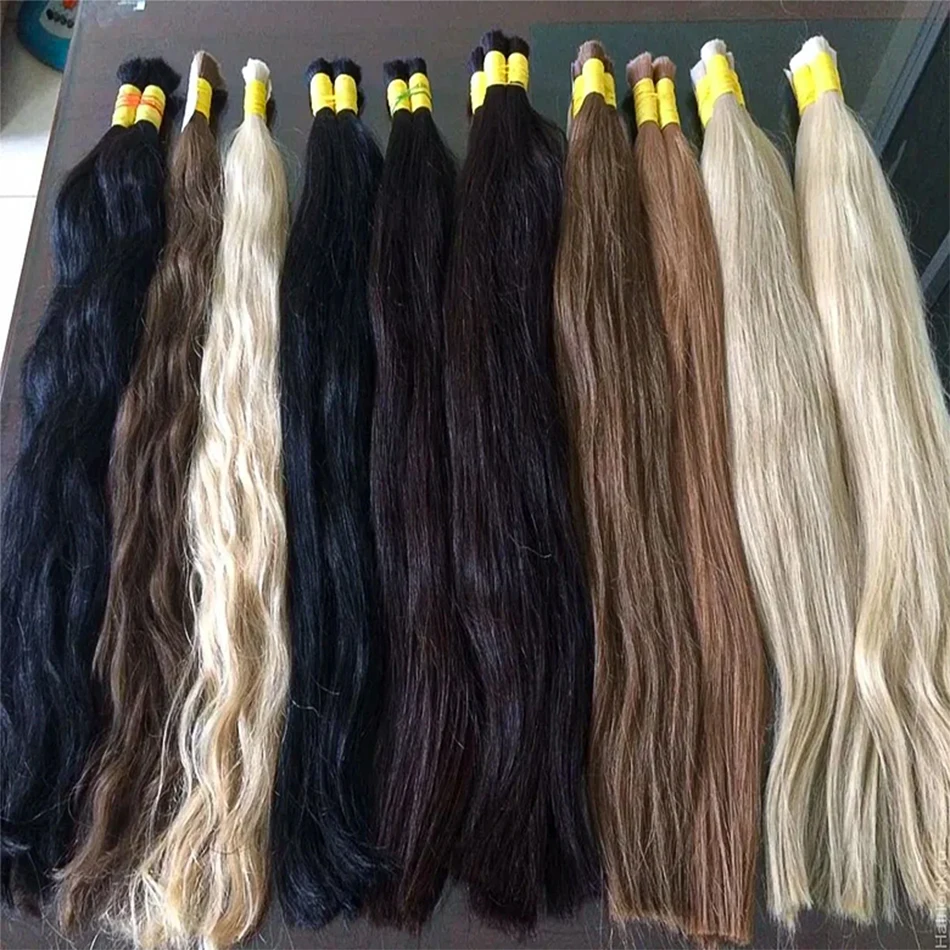 Фото 100% наращивание человеческих волос, оптовая продажа cabelo solto pelo suì Human Hair Bulk Braiding Прямые индийские волосы без утка Натуральные волосы №4