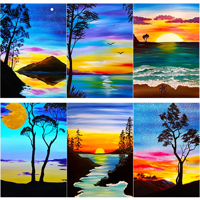 

5D DIY Diamond Painting Sunset Tree Diamond Embroidery Scenery Cross Stitch Full Square Round Drill Home Decor Manual Art Gift