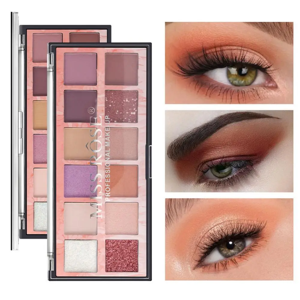 

12 Color Eyeshadow Palette Rose Pink Purple Color Pearly Matte Glitter Eyeshadow Pallete Shiny Eye Shadow Eye Pigments Makeup