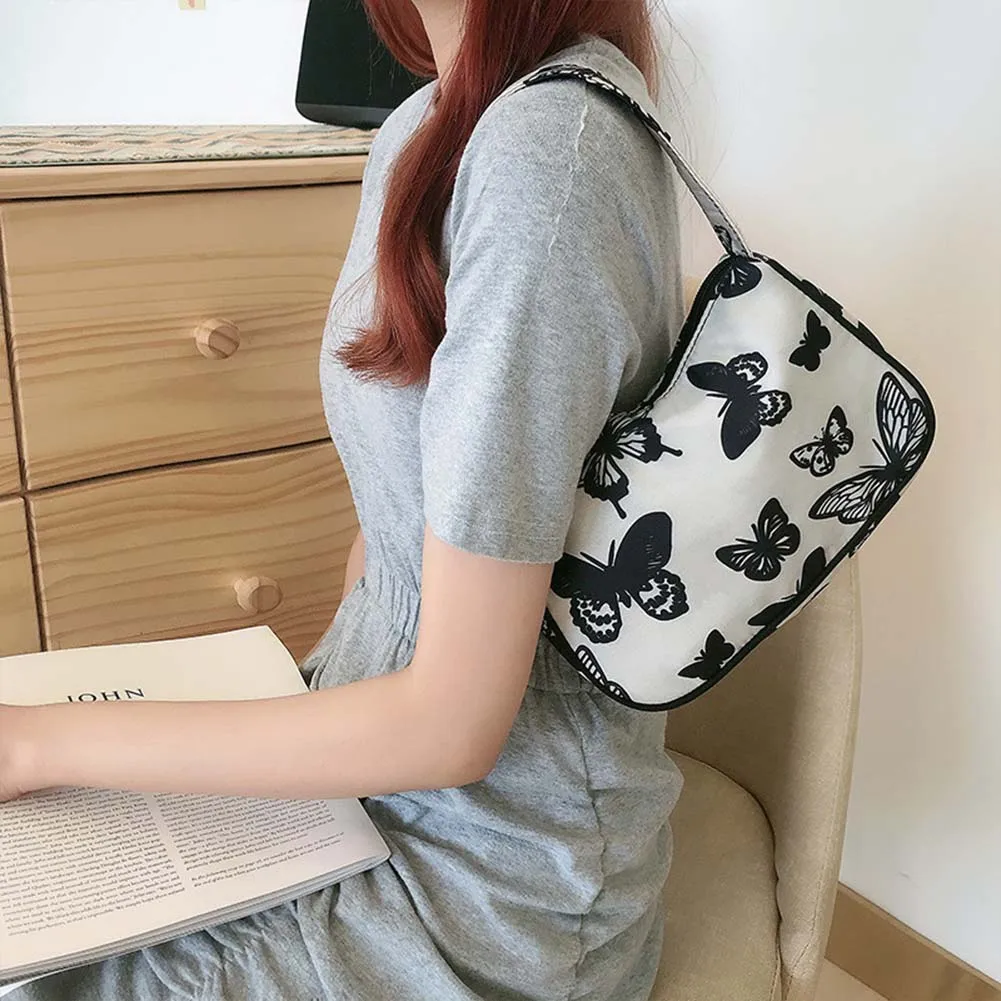 

Fashion Sweet Butterfly Women Handbag Vintage Nylon Shoulder Tote Top Handle Bags Leisure Purse Bag for Women