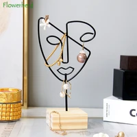 nordic abstract character jewelry stand holder creative face mask iron earring ring rack jewelry stands jewelry dresser storage