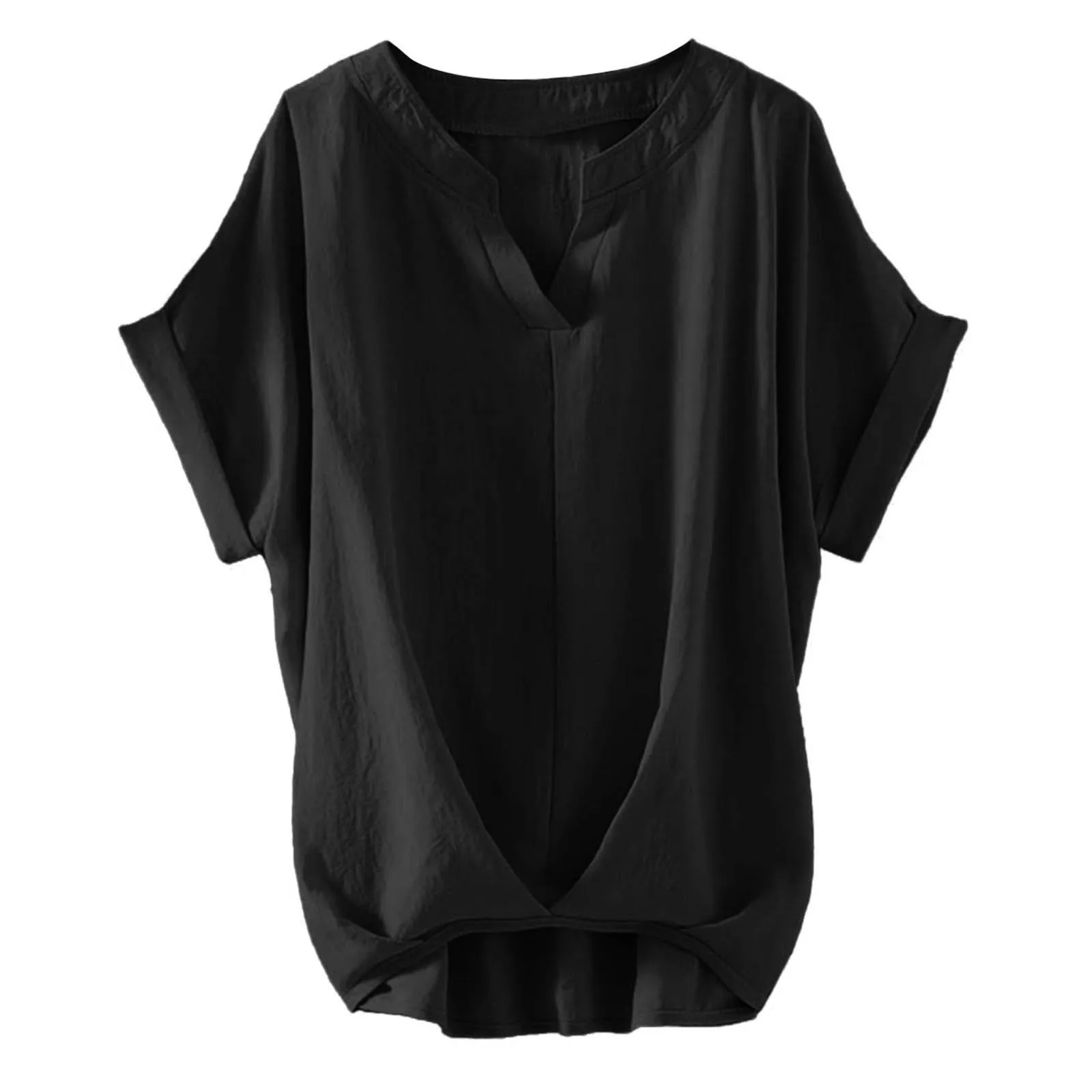 Рубашка женская с V-образным вырезом Свободный Топ коротким рукавом разрезом