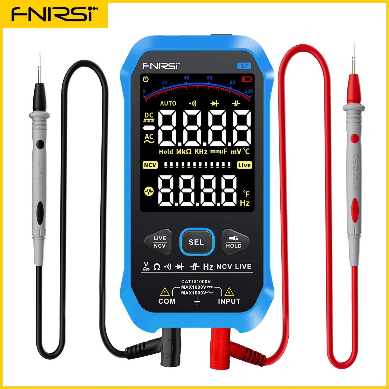 Фото FNIRSI S1 Цифровой мультиметр, авто диапазон, True RMS, NCV, тест сопротивления №2