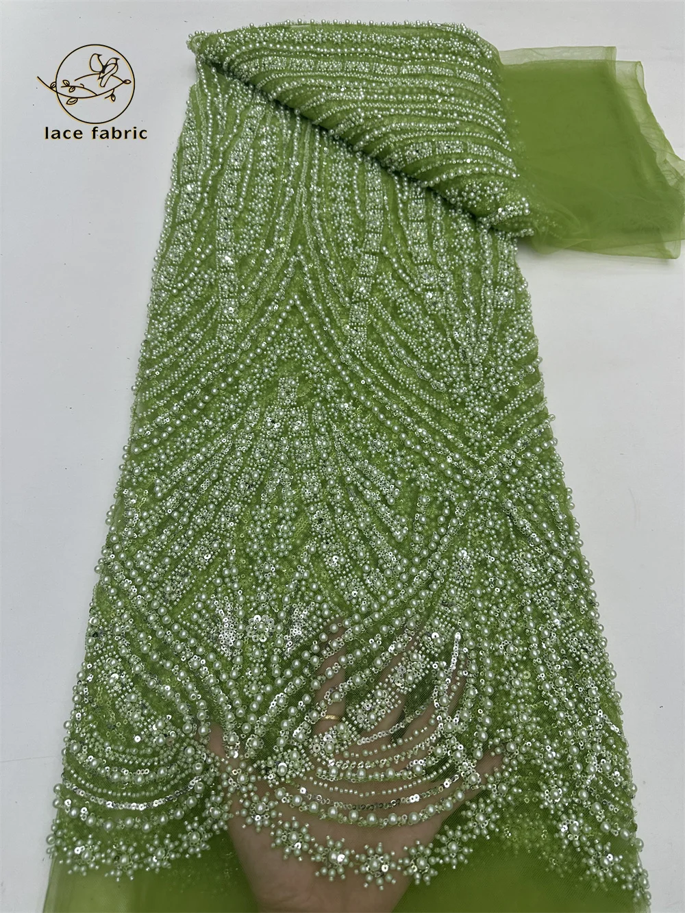 Высококачественная африканская кружевная ткань с блестками ручная работа