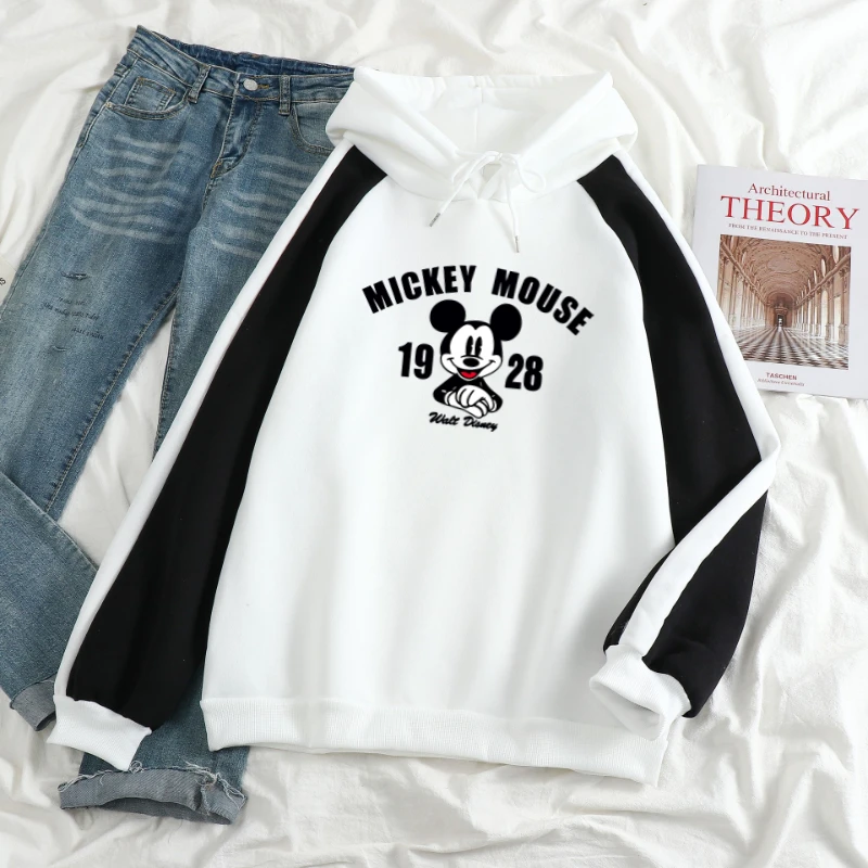 

Disney Spell Color 4XL Big Size 1928 Classic Hoodies Women Men Winter Casual Vintage Splicing Hooded Sweatshirt Streetwear Y2K