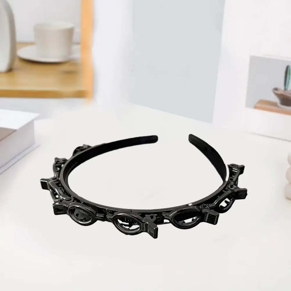 

Trendy Women Headband Faux Pearls Exquisite Double Layer Clips Braided Hair Women Headband Headwear Hair Hoop Photograph Props