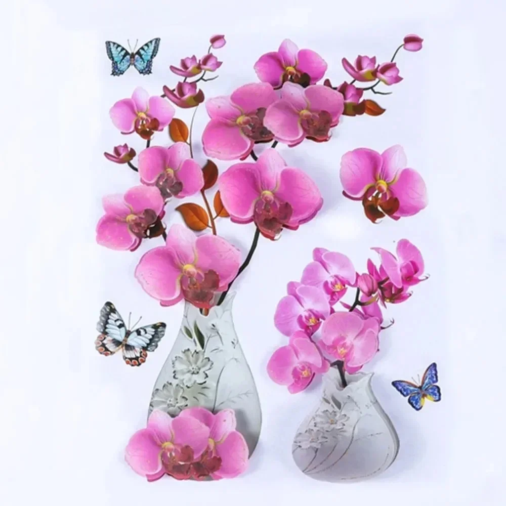 Наклейки на стену с маковым тюльпаном 3D имитация вазы украшение для спальни и