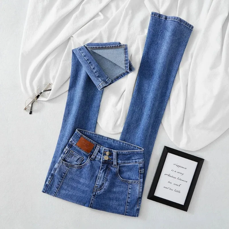 Light High-waisted Micro-flared Jeans Women's Spring/summer 2023 New Versatile Skinny Fashion Slit Mop Pants Women Jeans