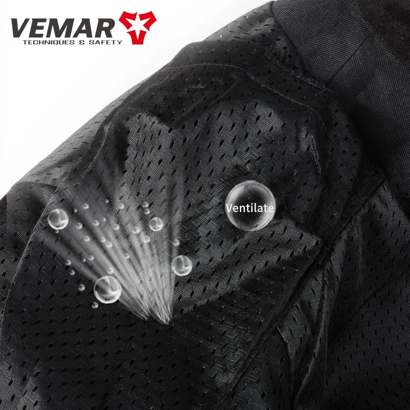 Мужская мотоциклетная куртка Vemar черная летняя дышащая сетчатая мотокуртка
