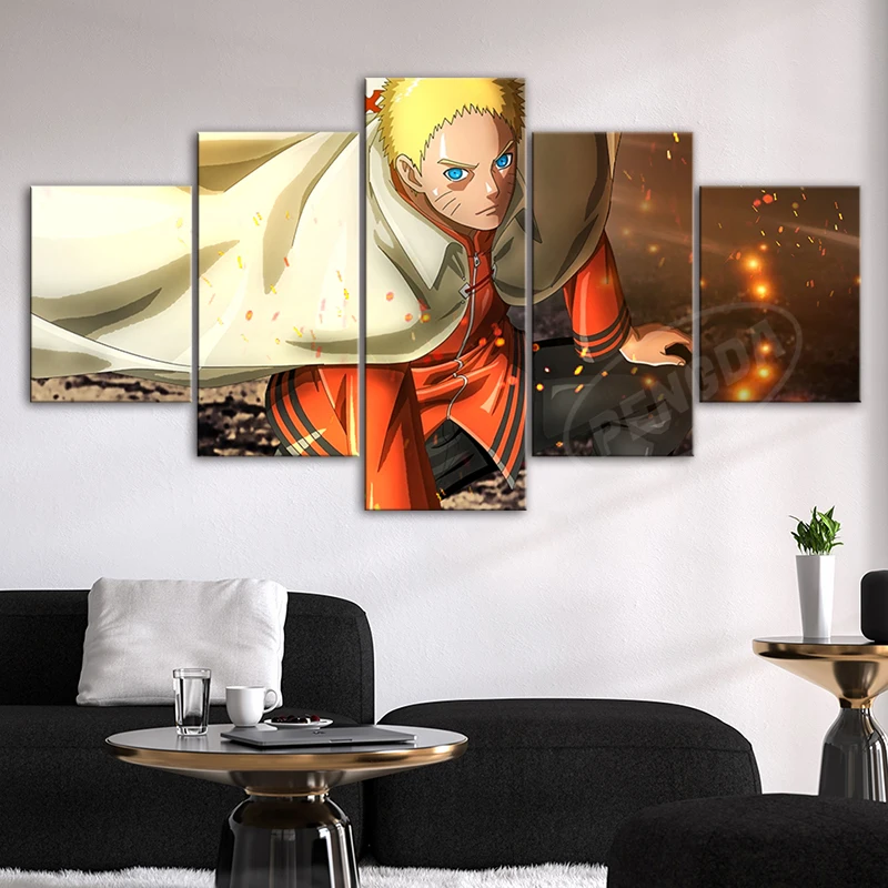 

5 Pieces Uzumaki Naruto Canvas Paintings Pop Anime Wall Art Modular Posters Uchiha Sasuke Hd Prints Boy Home Decor Artwork Frame