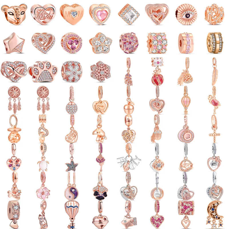 Подходит для оригинального браслета-подвески Pandora серебро 925 розовое золото