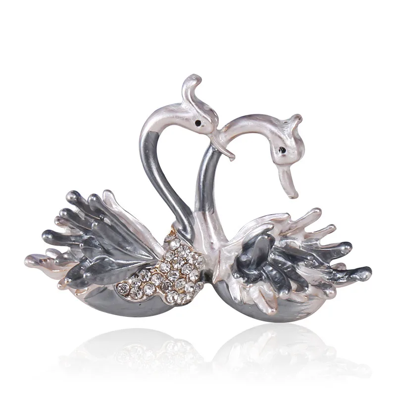 

New Fashion Alloy Dripping Double Swan Brooch With Elegant And Simple