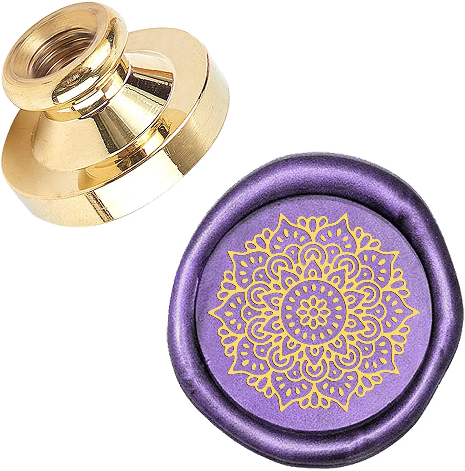 

Wax Seal Stamp Head 0.98" Flower Mandala Pattern Removable Retro Brass Sealing Stamp Head for Envelopes, Greeting Cards, Crafts