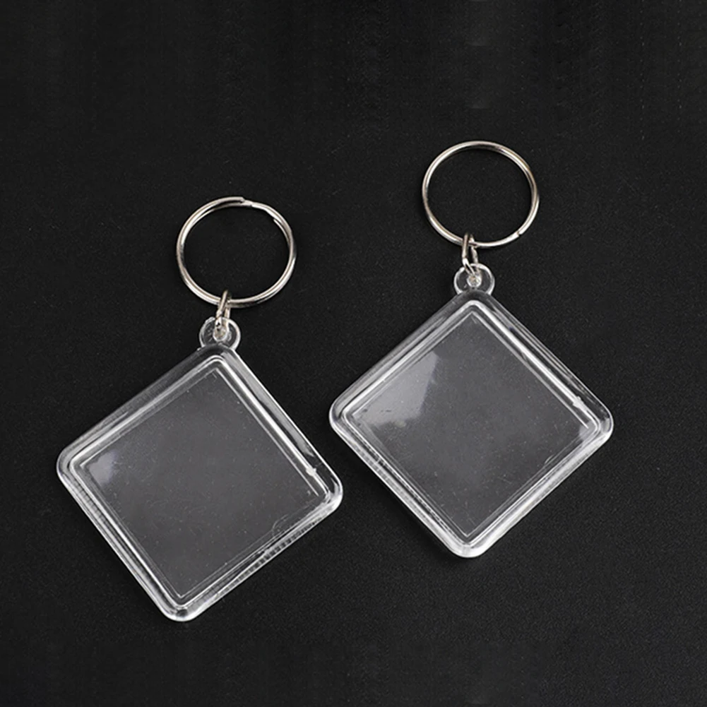 

NEW 1PCs Square Transparent Blank Acrylic Insert Photo Picture Frame Keyring Keychain DIY Split Ring Key Chain Gift