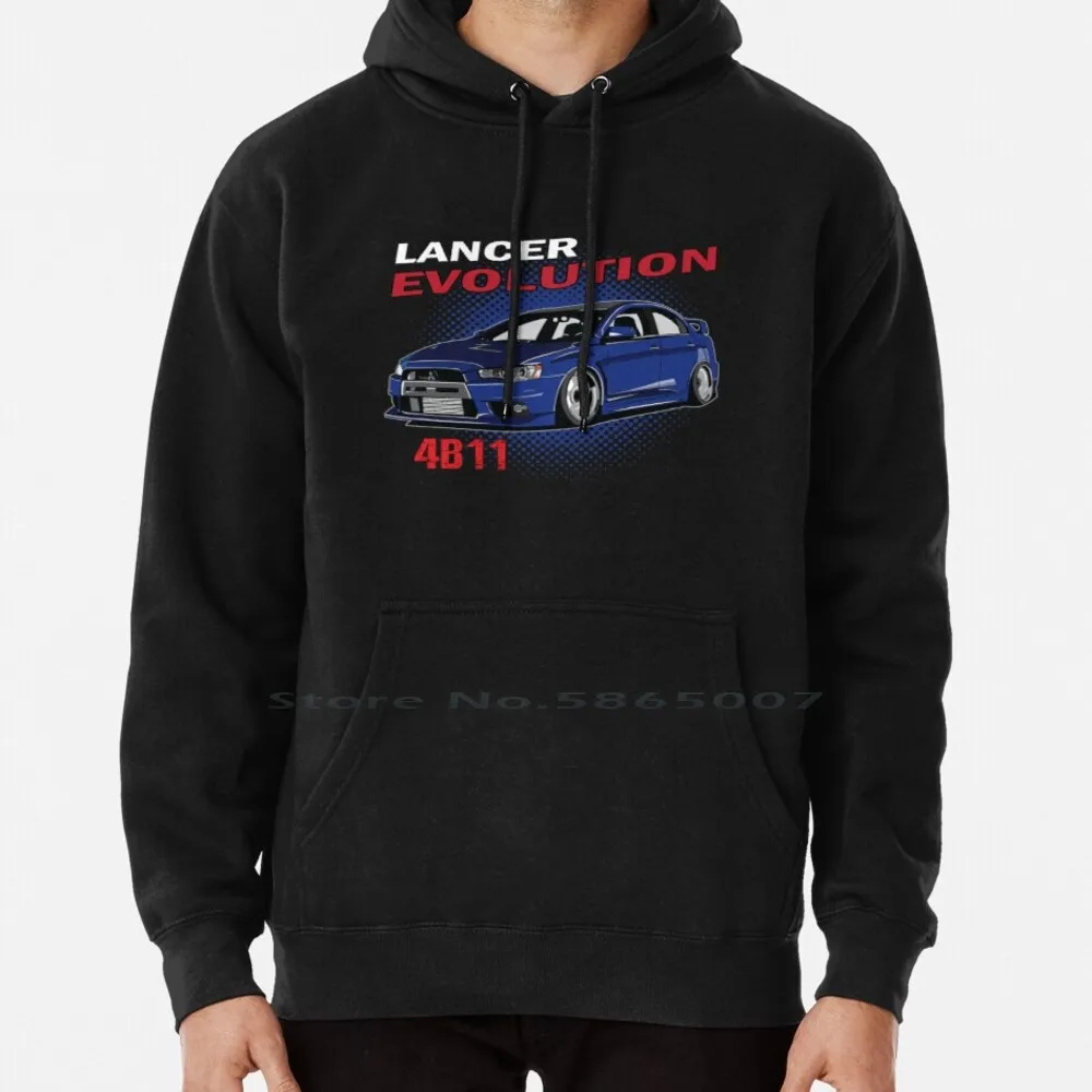 Lancer Evolution X-Blue Hoodie Sweater 6xl Cotton Evo 8 Evo 9 Evo X Evo 10 Mitsubishi 4g63 Dsm Turbo Racing Women Teenage Big