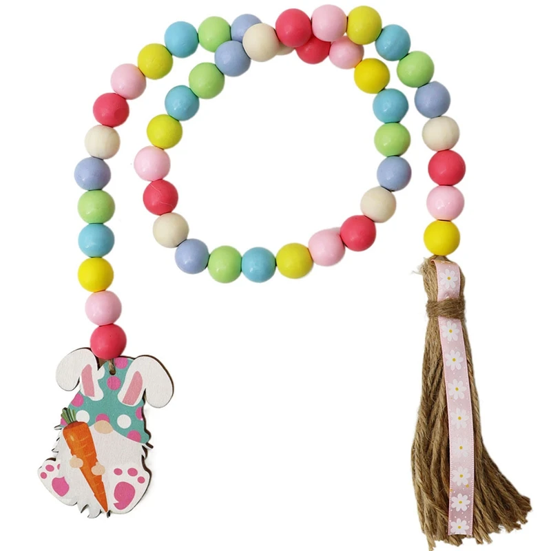 

Easter Wood Bead Garland With Tassels And Bunny Tag Rustic Farmhouse Tiered Tray Decorations Spring Prayer Boho Beads