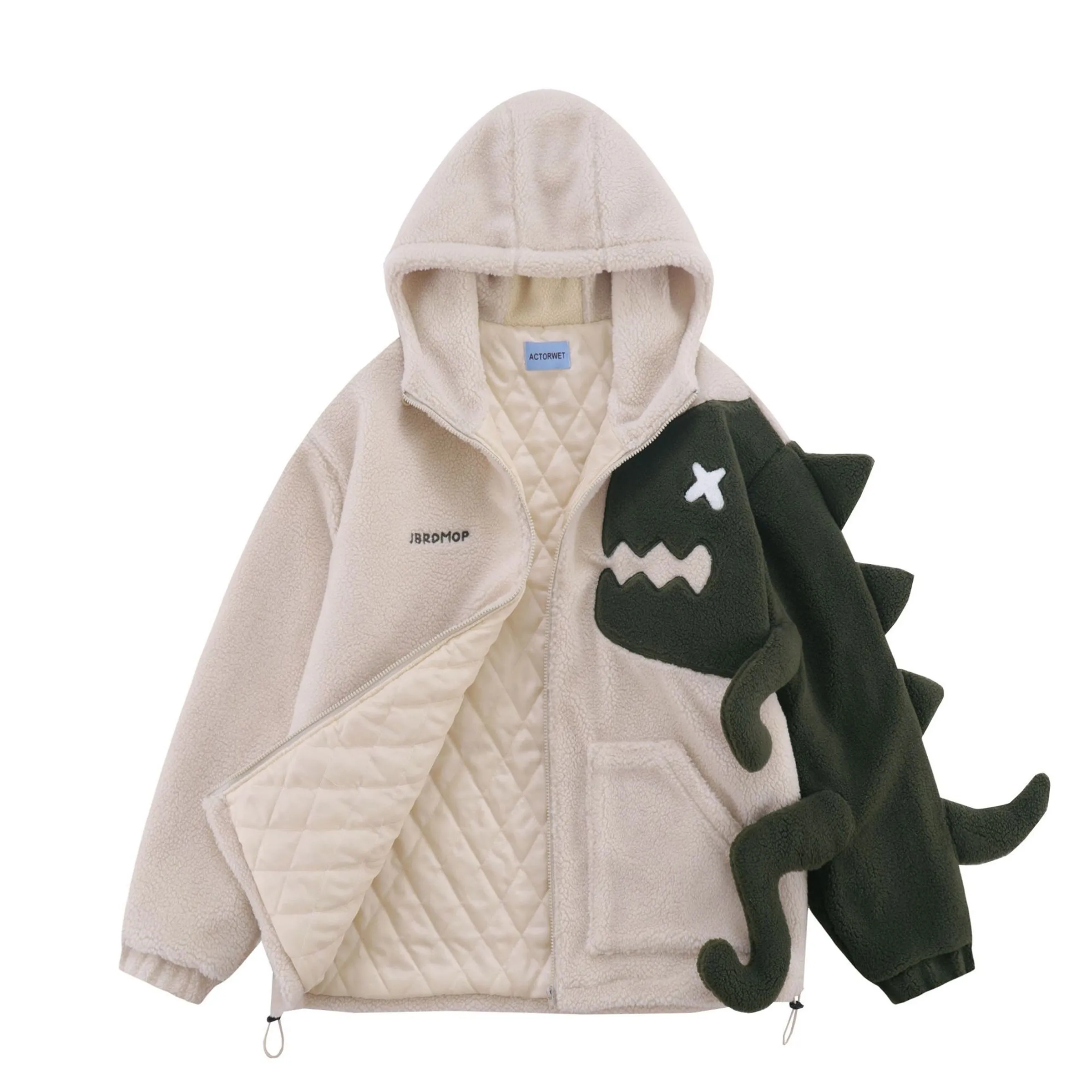 Jaykoo 2023 Autumn And Winter New Cotton-padded Jacket  Collar Jacket Couple Loose Jacket Warm Jacket Y2k Cute Dinosaur Dolls