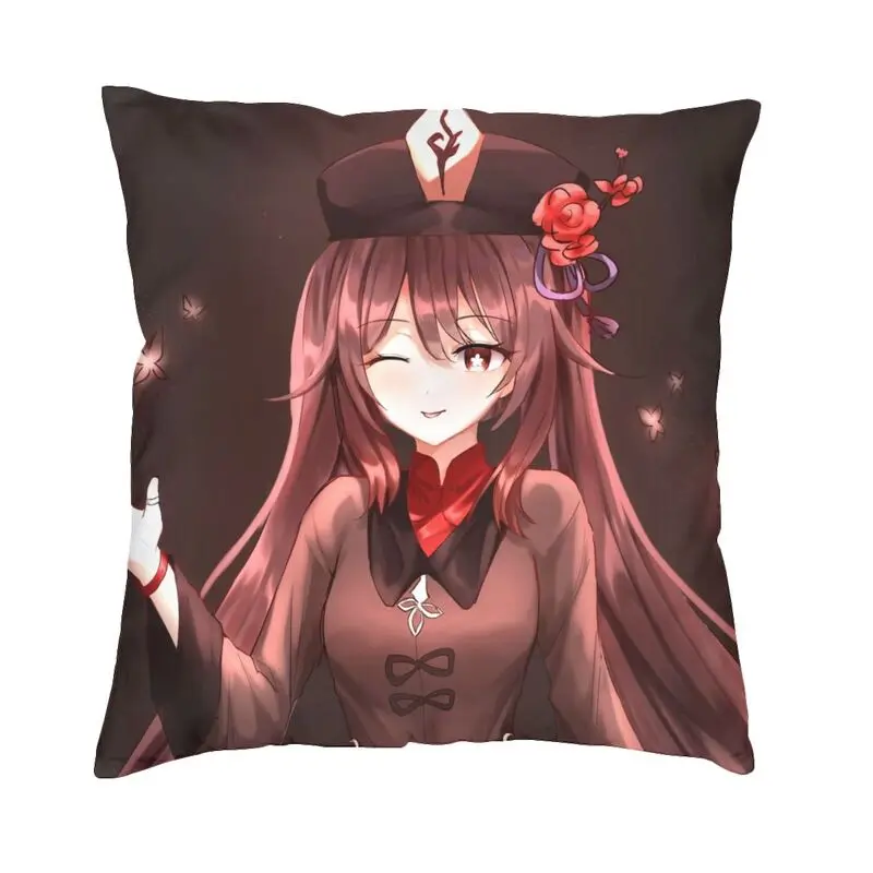 

Чехол для подушки Genshin Impact Hu Tao, украшение для дивана, волшебное аниме, квадратное украшение для подушки, чехол 40x40 см