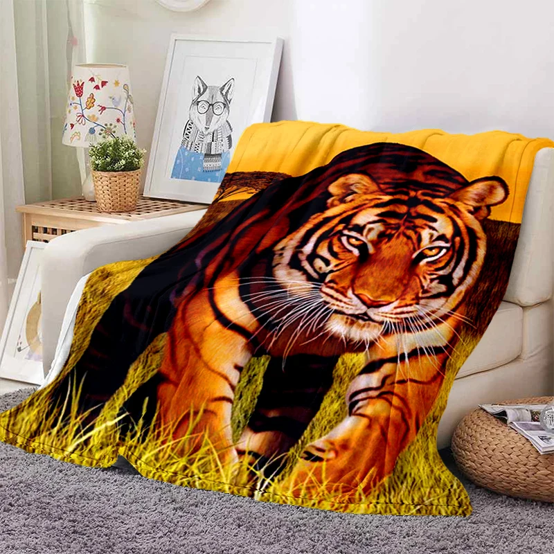 

3D Tiger blanket Super Soft For Spring Autumn Modern Line Art Sherpa Blanket Bedspread Throw Travel Dropship -11
