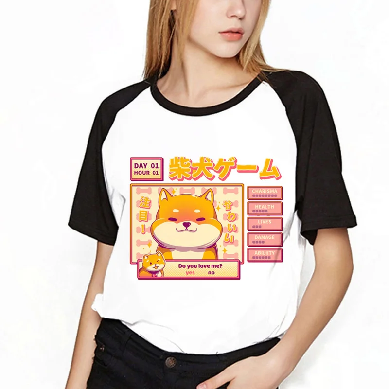 

shiba inu tshirt clothes male manga funny white t shirt 2022 streetwear clothes tshirt couple clothes