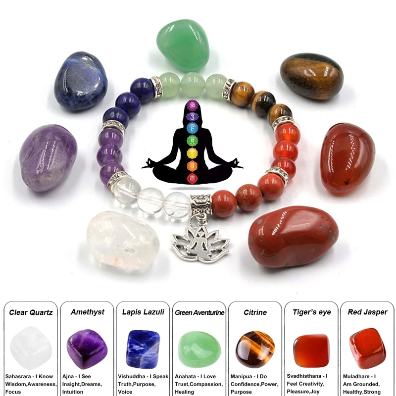 

Набор из 7 Чакр из натурального хрустального камня, лечебный камень, Кварцевый Минеральный орнамент, подвеска из смолы в виде Луны и звезды, ...