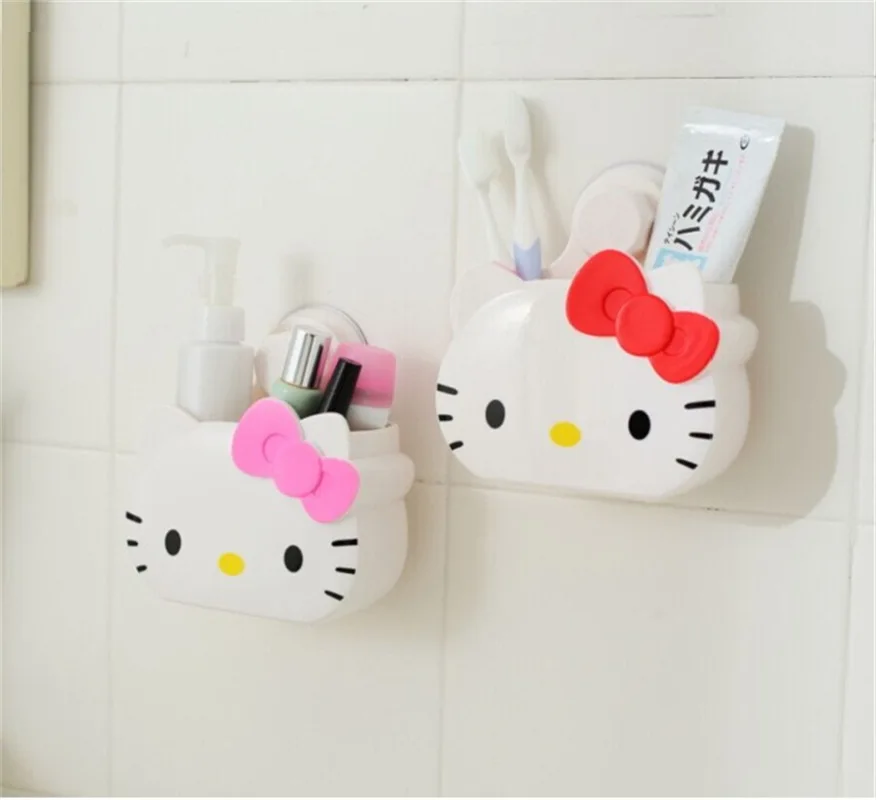 

Новинка 2022, милые Мультяшные котята Sanrioed серии Kawaii аниме плитка настенная зубная паста зубная щетка настенная коробка для хранения подарок ...