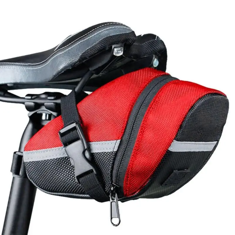 

Convenient Bicycle Saddle Bag Quick Release Strap Riding Seat Tube Tail Bag Reflective Strips Rectangular Cycling Bag Durable