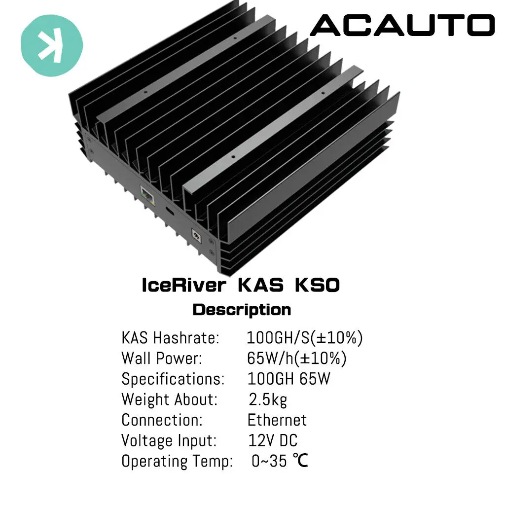 

BUY 2 GET 1 FREE IceRiver KS1 KAS Miner Kaspa 1T 600W KAS Asic Mining