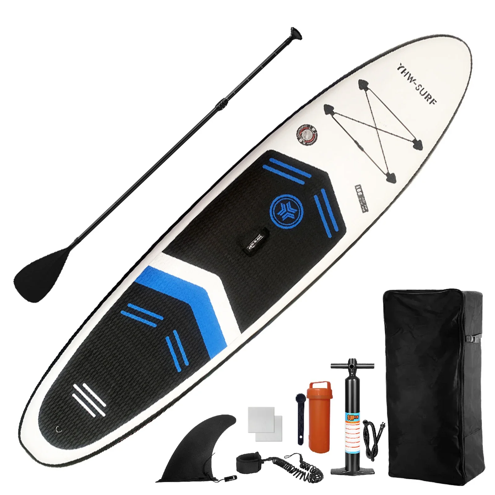 Надувная доска для серфинга стоя нескользящая SUP с воздушным насосом сумка