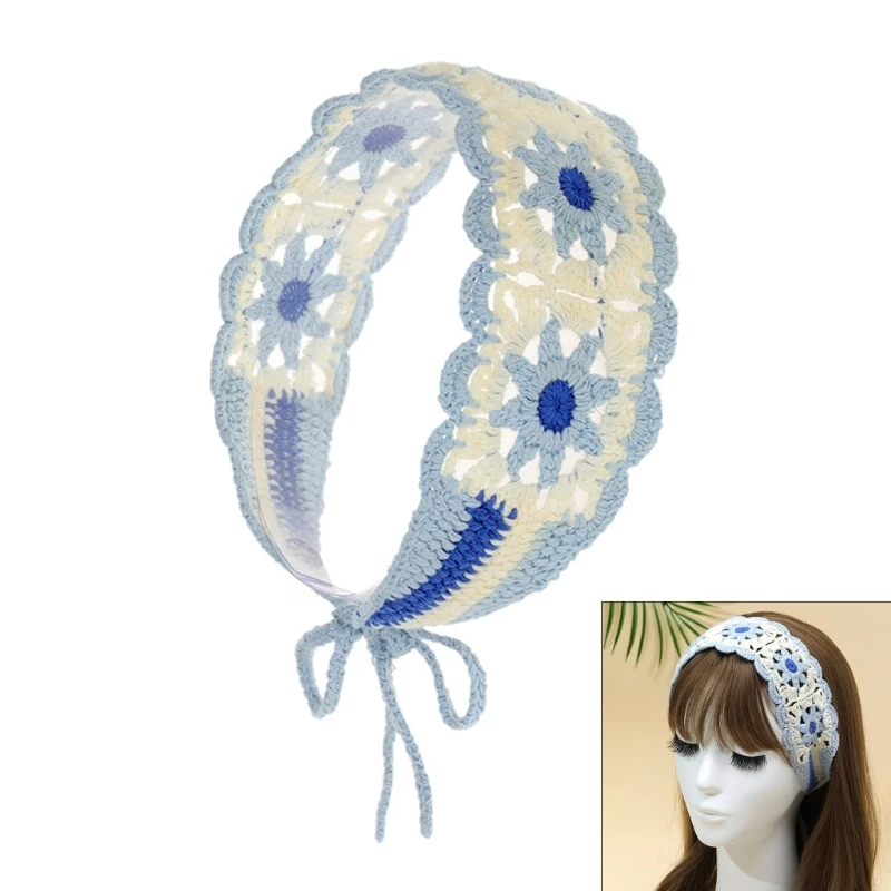 

Цветочный узор вязаный крючком тюрбан горячие девушки эластичный шарф для волос полая повязка на голову для женщин мода для