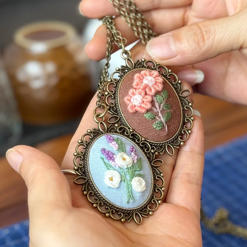 Набор для вышивки сделай сам ожерелье с кулоном Цветочная вышивка наборы