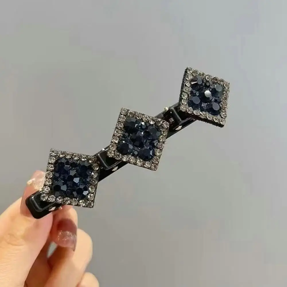 

Delicate Braided Hair Clip Headwear Women Hairpin Rhinestones Geometric Handmade Side Hair Clip Hair Decoration