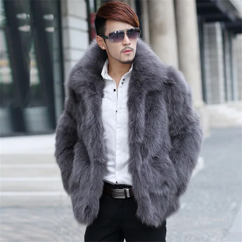 Autumn faux mink fur leather jacket mens winter thicken warm fur leather coat men loose jackets fashion B212