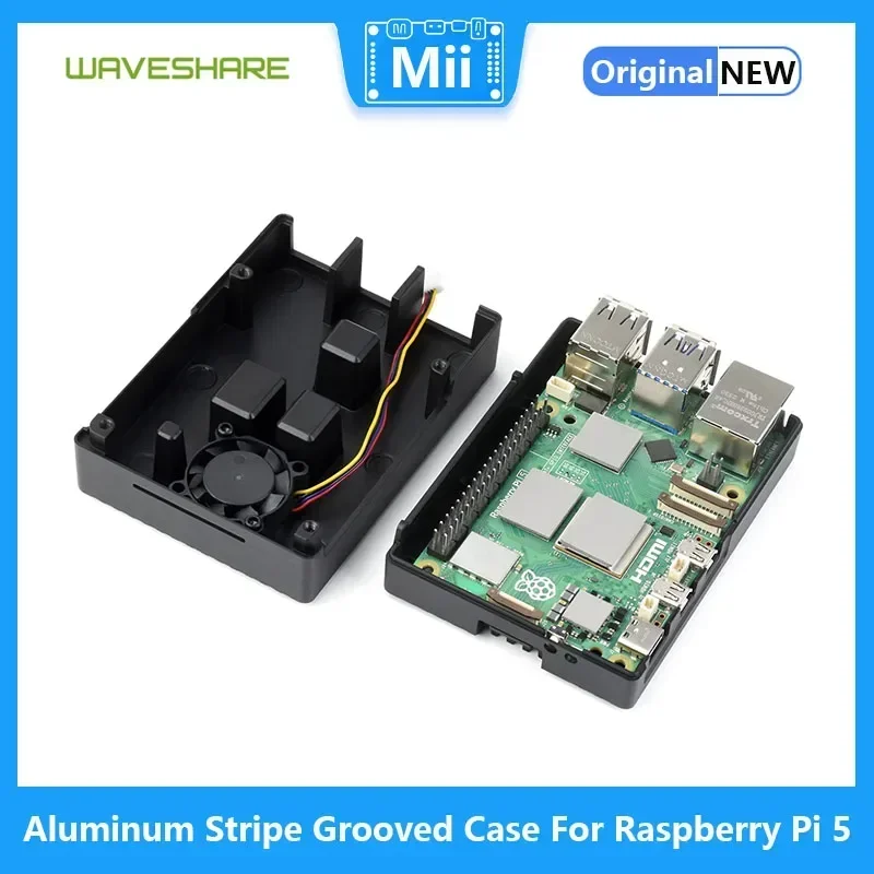 Алюминиевый рифленый корпус Waveshare в полоску для Raspberry Pi 5 встроенный охлаждающий