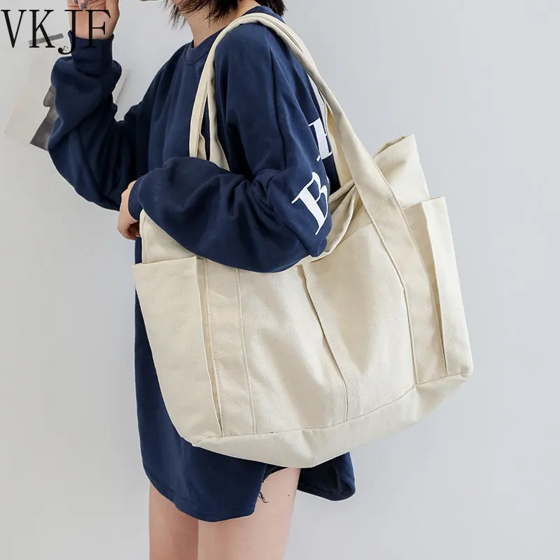 

Canvas Bag Women's 2023 New Tide Leisure Large Capacity Shopping Bag Simple One Shoulder Large Bag Broadband Handbag