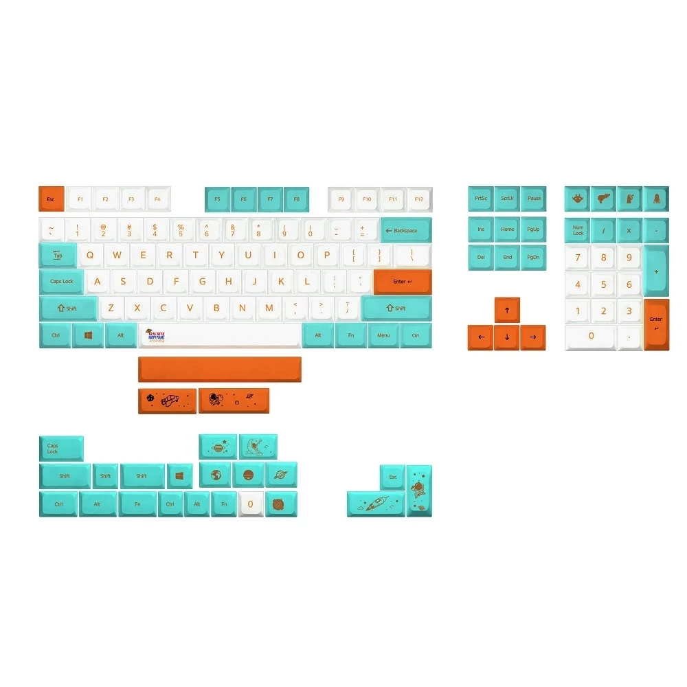 

Happy Planet Dye Sub XDA V2 Keycap Set Thick PBT for Keyboard Gh60 Poker 87 Tkl 104 Ansi Xd64 Bm60 Xd68 Xd84 Xd96 Orange Cyan