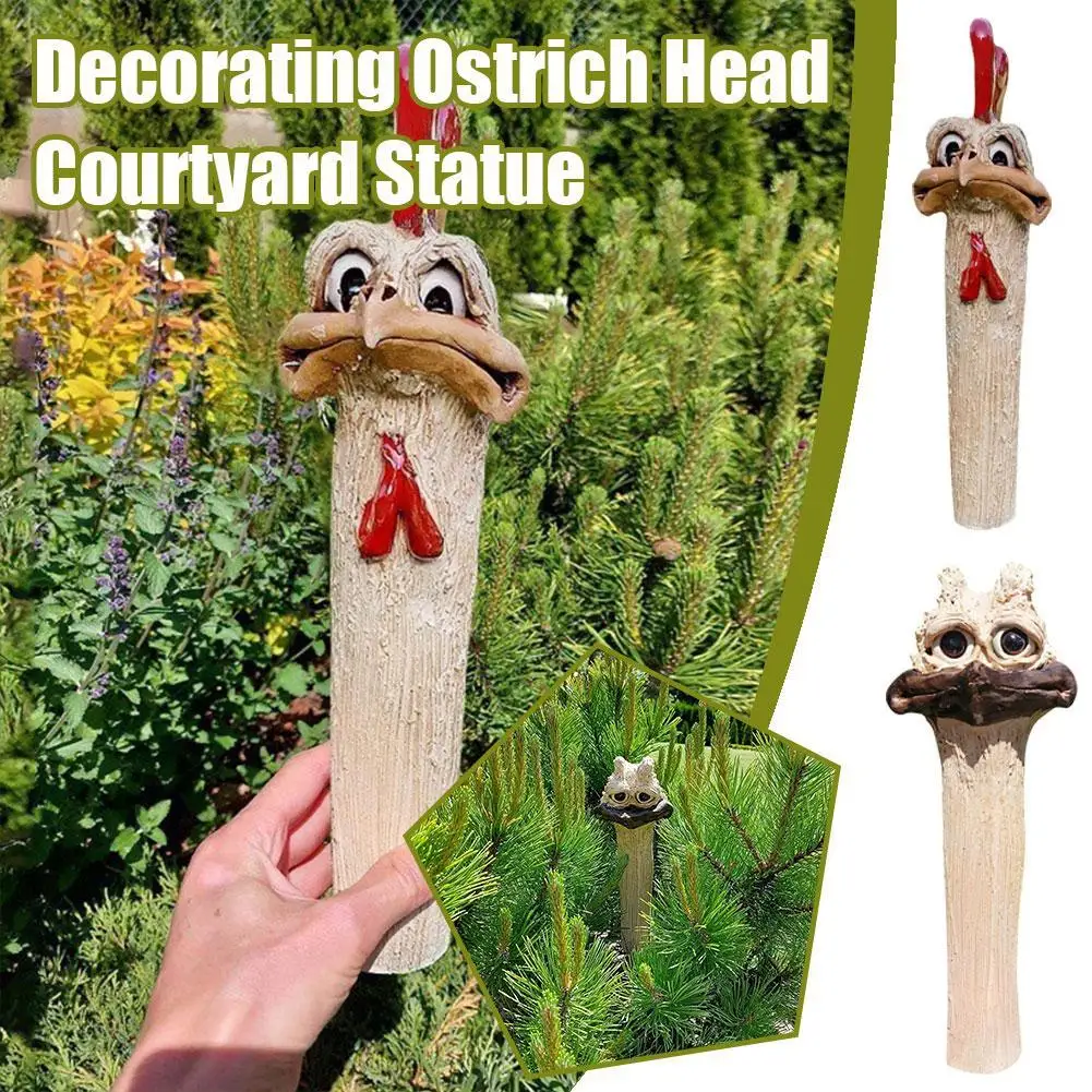 

Funny Farm Chicken Statue Resin Crafts Outdoor Garden Decoration Hidden Long Neck Figurine Sculpture For Backyard Fence Home