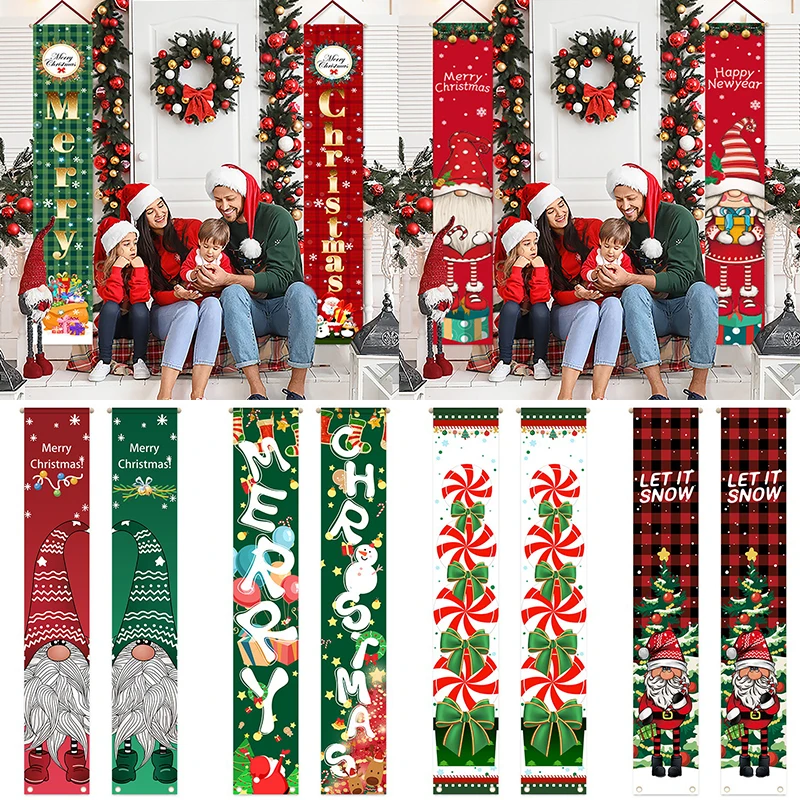 

Christmas Door Decor Santa Claus Snowman Porch Sign Merry Christmas Decorations for Home 2022 Xmas Hanging Ornaments New Year