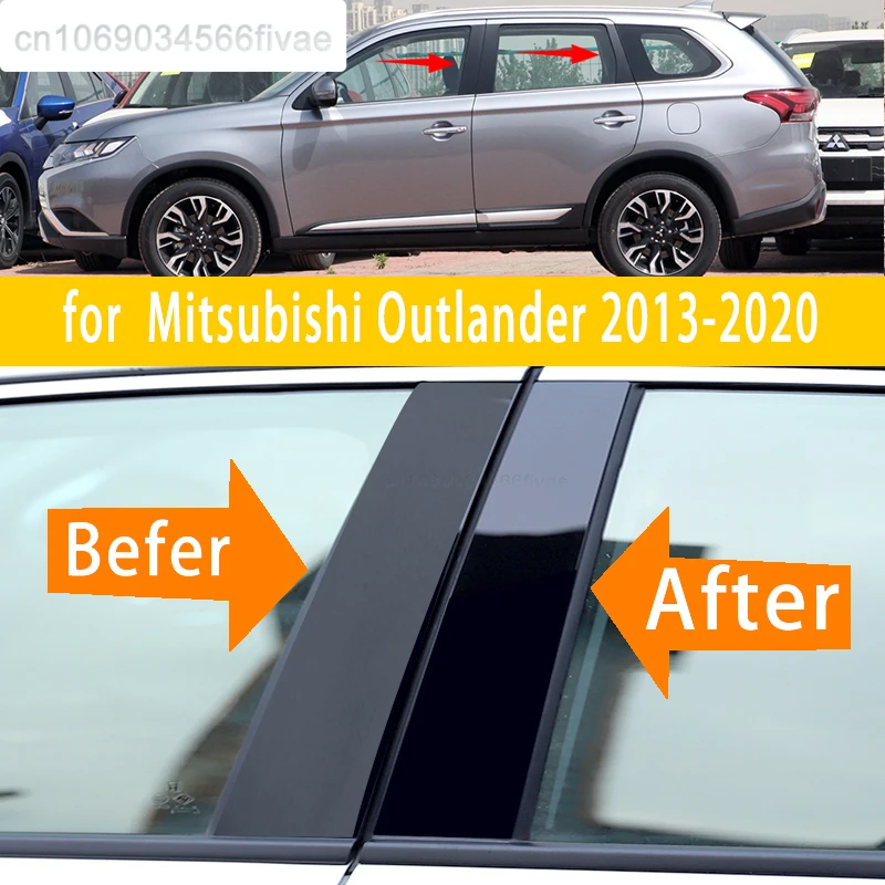

For Mitsubishi Outlander 2013-2020 New Arrival Hot 6PCS Polished Pillar Posts Fit Window Trim Cover BC Column Sticker