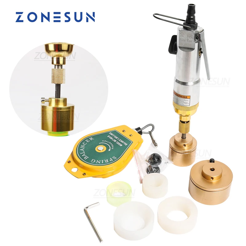 ZONESUN Handheld Pneumatic Plastic Beverage Bottle Capping Machine Screwing Capper Tool For 28-32mm Bottle Cap
