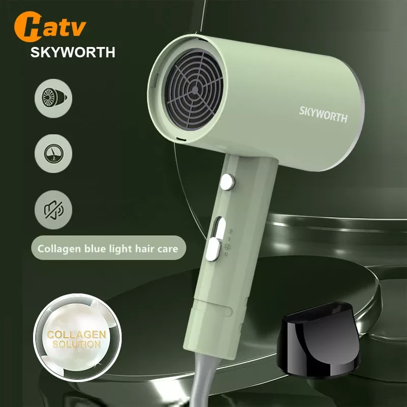 Enlarge HATV Hair Dryer Negative Ion Professional Quick Dry Blow Dryer Household Mini Portable Blue Light Anion Hot Cold Modeling Tools