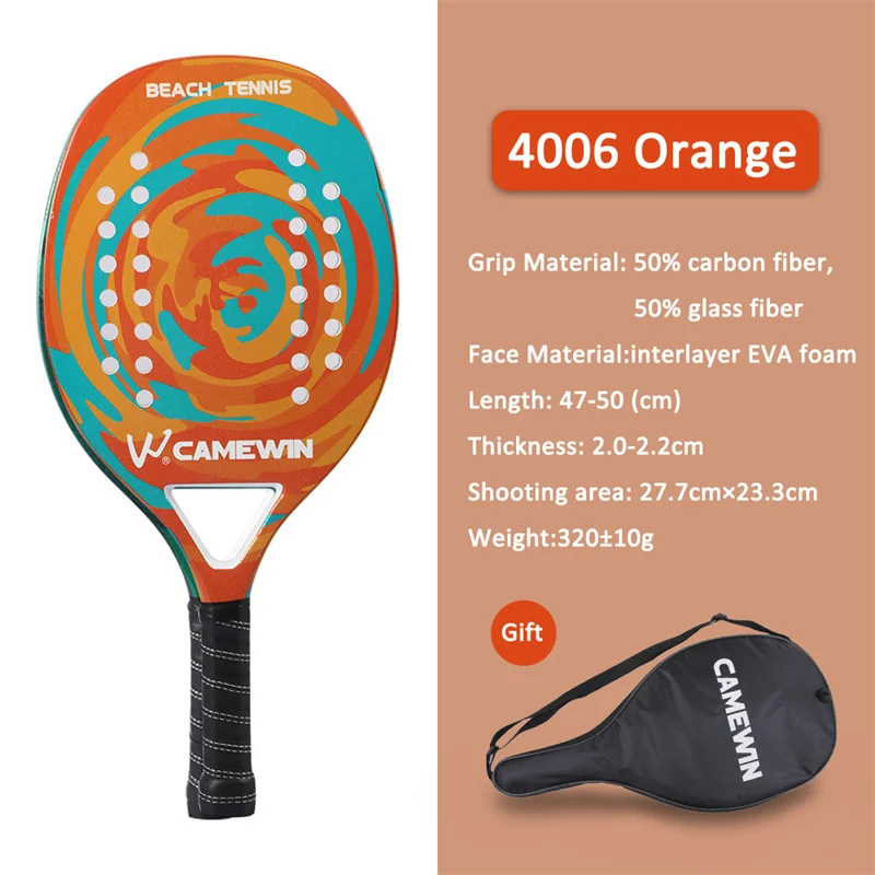 

CAMEWIN 2022 Adult Professional Full Carbon Beach Tennis Paddle Racket Soft EVA Face Raqueta With Bag Unisex Equipment Padel