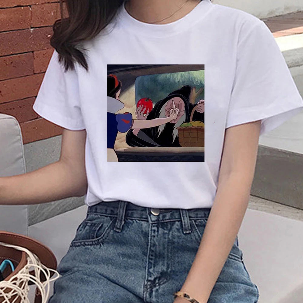 

Female T-shirt Disney Funny Snow White Harajuku Crewneck T-shirt Women Minimalist Aesthetic High Quality 90s Vintage T-shirt