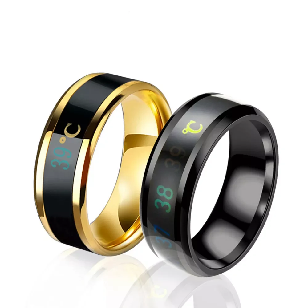 

Smart Sensor Body Temperature Ring Stainless Steel Fashion Display Real-time Temperature Test Finger Rings Waterproof Jewelry