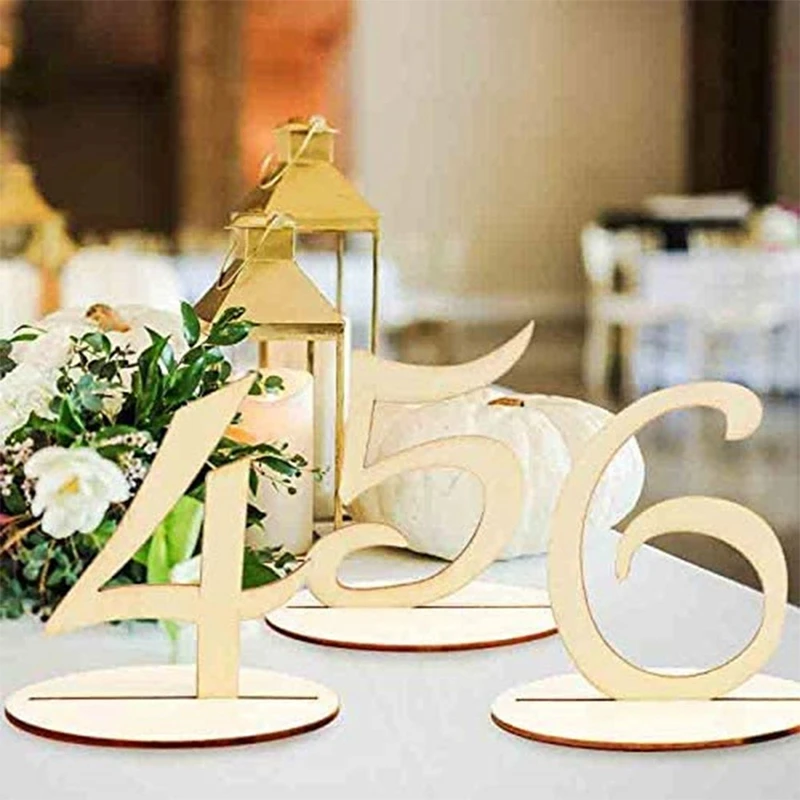 

20pcs 1-20 Wooden Table Numbers Set With Base Birthday Wedding Party Decor Gifts