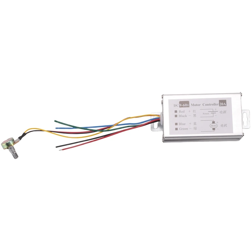 Регулятор скорости двигателя DC9V 12V 24V 48V 60V 20A ШИМ-регулятор Драйвер регулятора 0-1200W