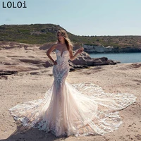 boho a line wedding lace applique spaghetti straps bridal princess beach ivory wedding dress 2022