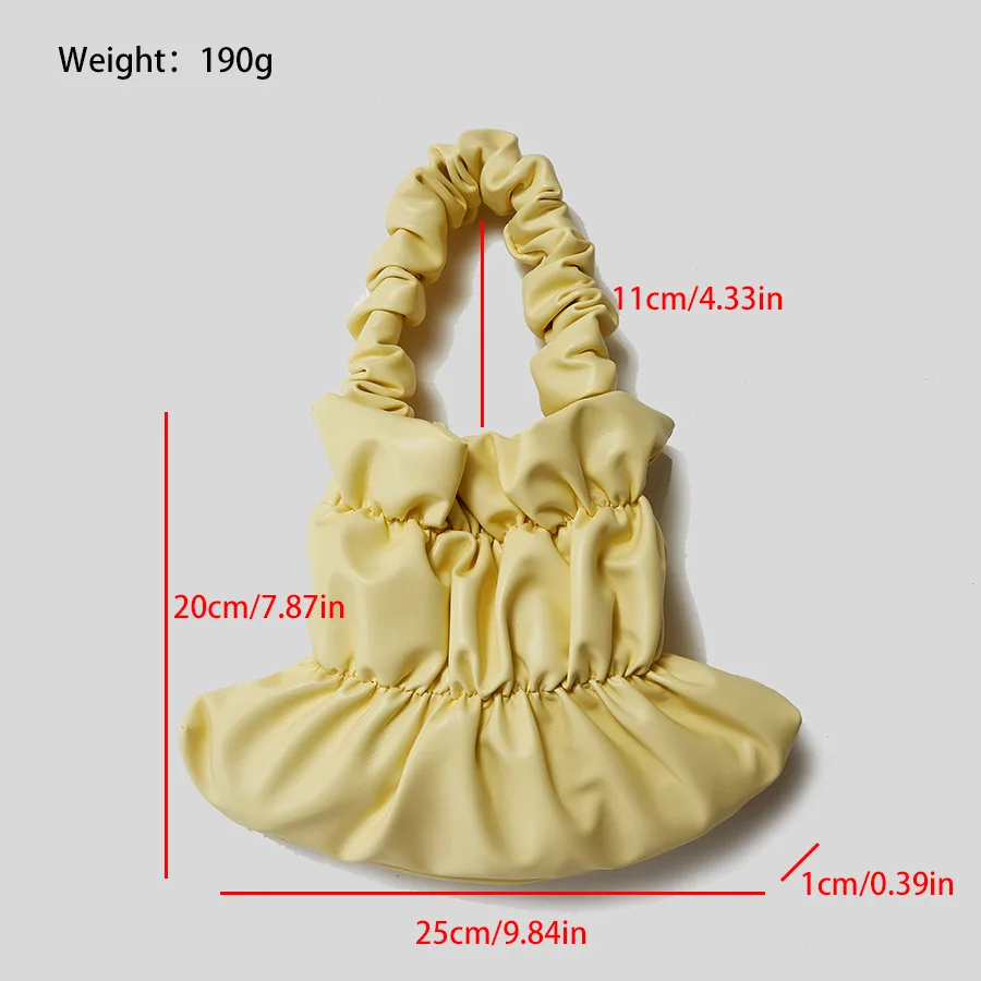 Spring and Summer  Soft PU Fold Cloud Bag Female  Irregular Bucket Bag Fashion Simple Shoulder Purses And Handbags